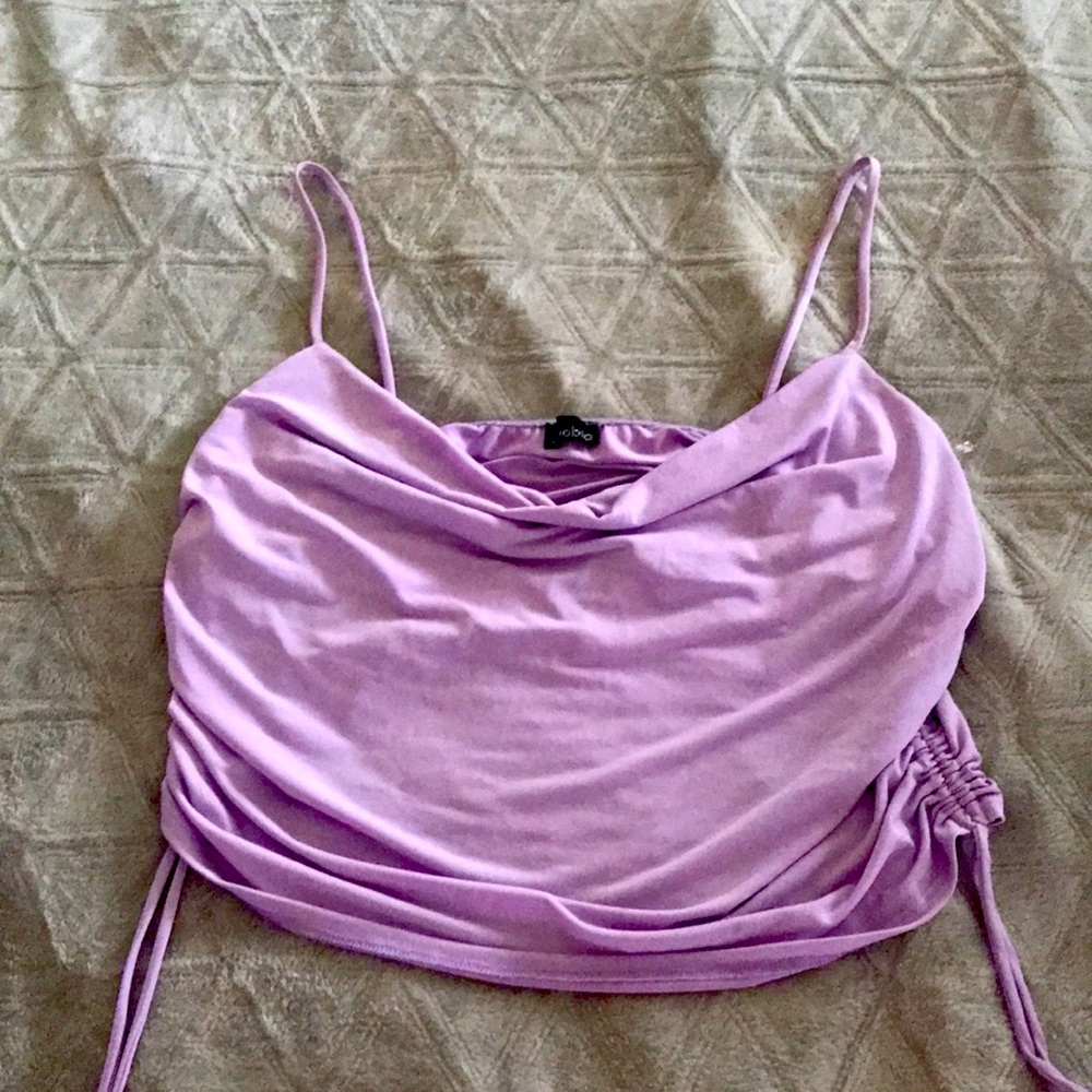 Purple crop top loose shirt